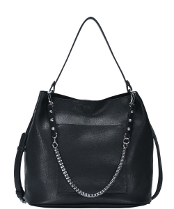 Chain 2-in-1 Shoulder Hobo Bag BGW-17532 BLACK
